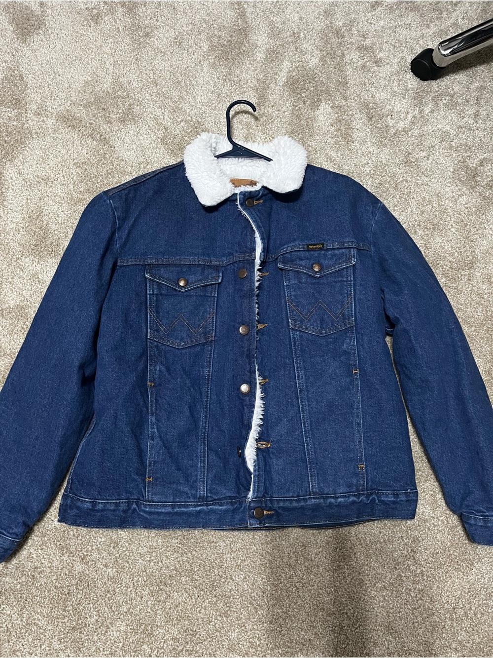 Wrangler Dark Blue Denim Sherpa-Lined Jacket